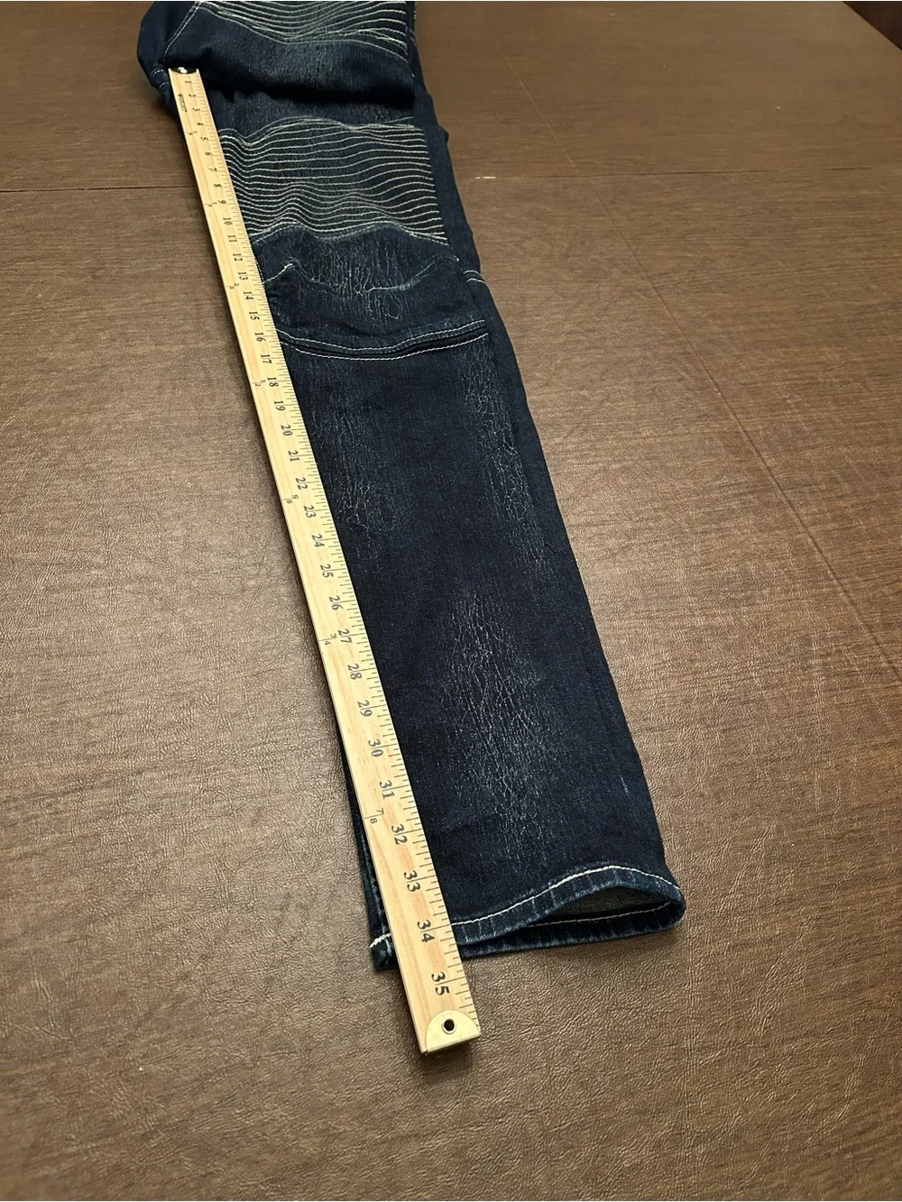 True Religion Men's Dark Indigo Moto Slim Straight Jeans